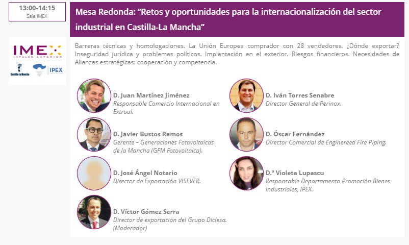 Mesa redonda: “Retos y oportunidades para la internacionalización del sector industrial en CLM”