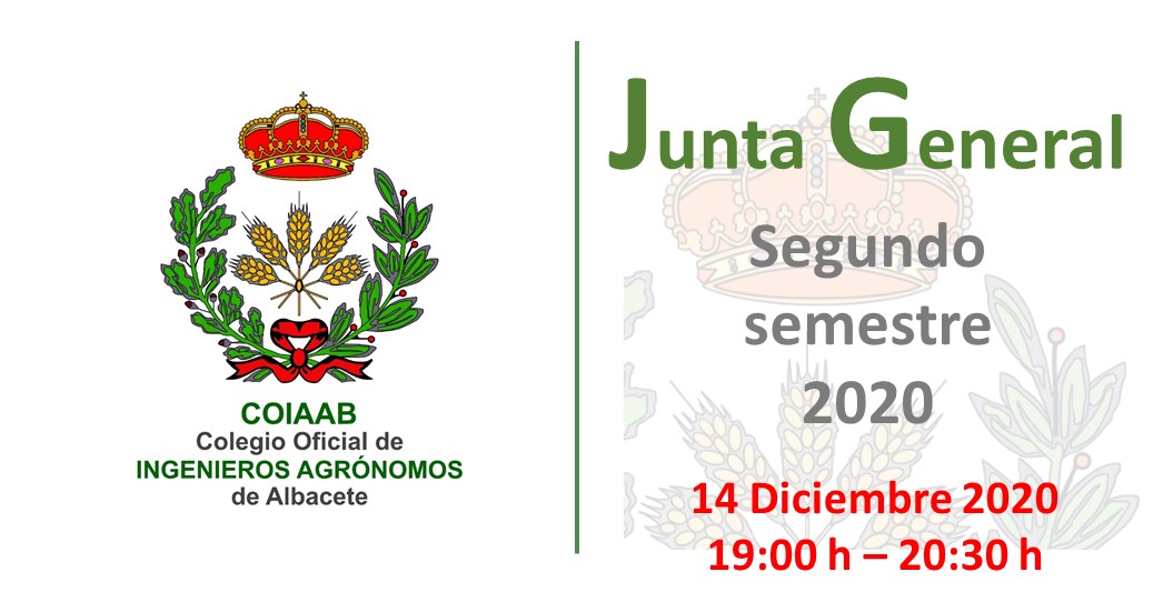 Convocatoria Junta General COIAAB: 14 de Diciembre de 2020