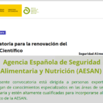Convocatoria para renovación del Comité Científico de la Agencia Española de Seguridad Alimentaria y Nutrición (AESAN)